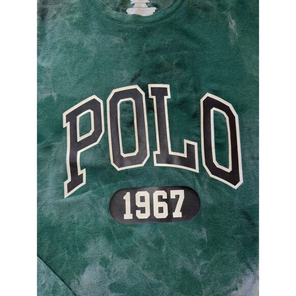 Polo Ralph Lauren Long Sleeve Tie Dye Logo Shirt Men’s Large Green 1967 Retro - Picture 2 of 7